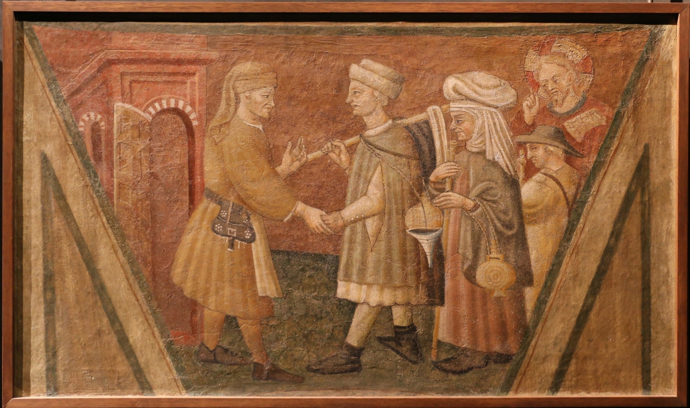 Scuola parmense, opere di misericordia, 1450 ca., ospitare i pellegrini - Sailko