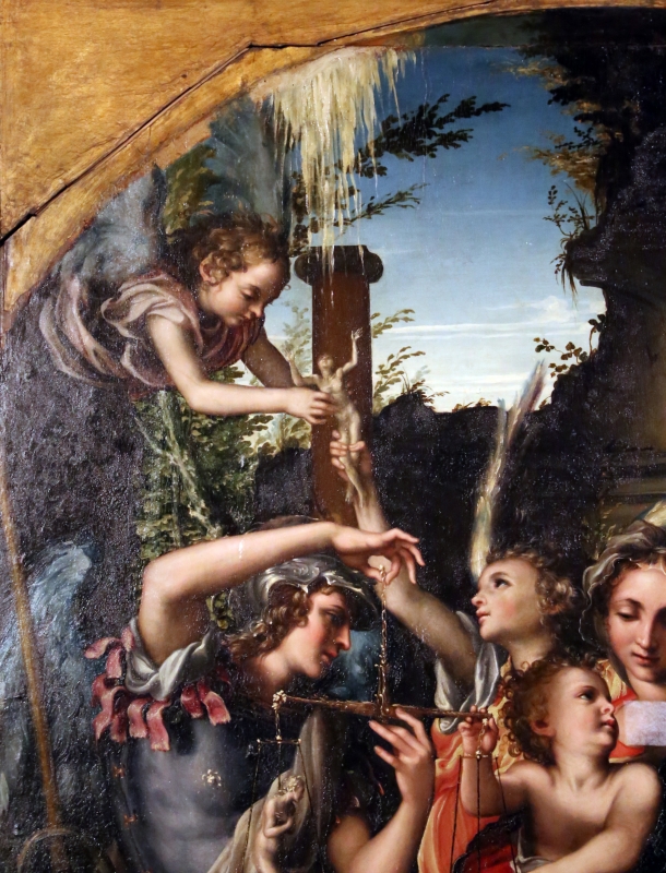 Giorgio gandini del grano, sacra famiglia con santi e angeli, 1534-35, 02 angeli che si passano anima - Sailko
