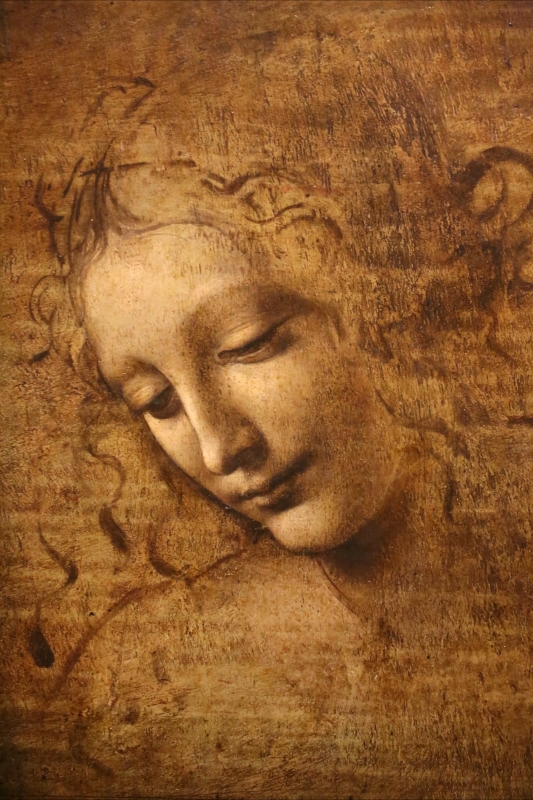 Leonardo da vinci, testa di fanciulla detta la scapigliata, 1500-10 ca., disegno su tavola, 02 - Sailko