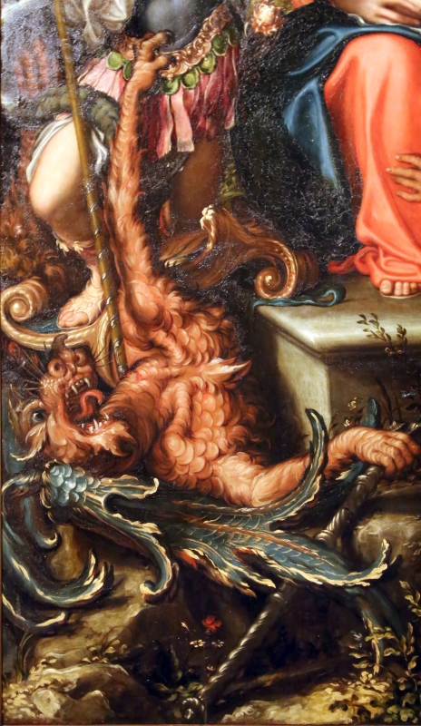Giorgio gandini del grano, sacra famiglia con santi e angeli, 1534-35, 04 drago - Sailko