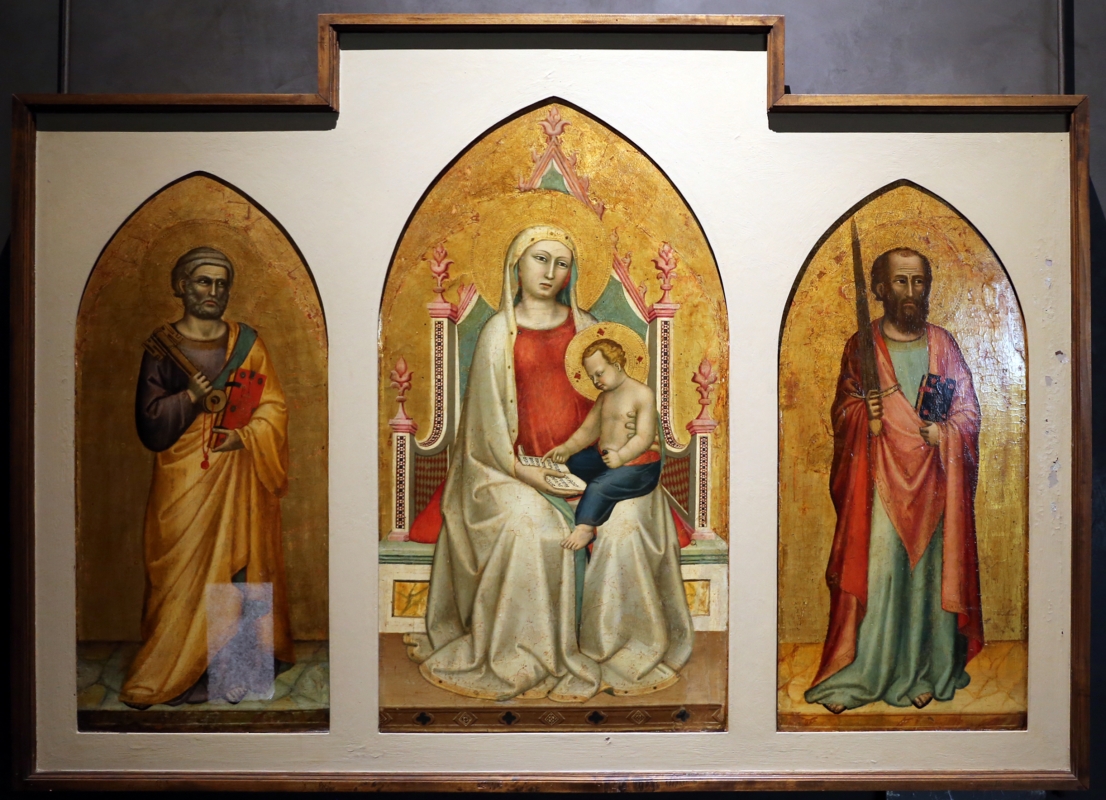 Bernardo daddi, madonna con bambino leggente e i santi pietro e paolo, 1320-30 ca. 01 - Sailko