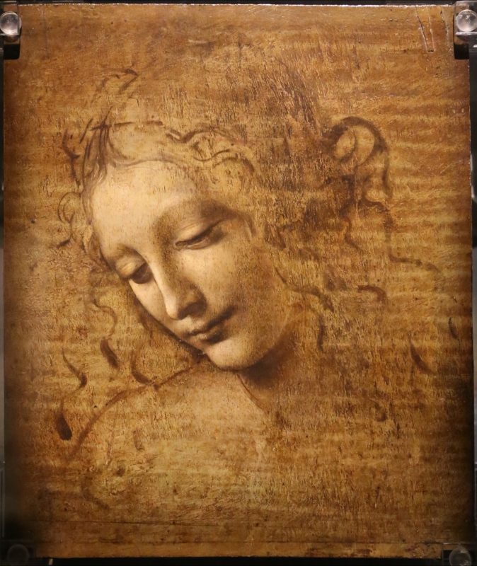 Leonardo da vinci, testa di fanciulla detta la scapigliata, 1500-10 ca., disegno su tavola, 01 - Sailko