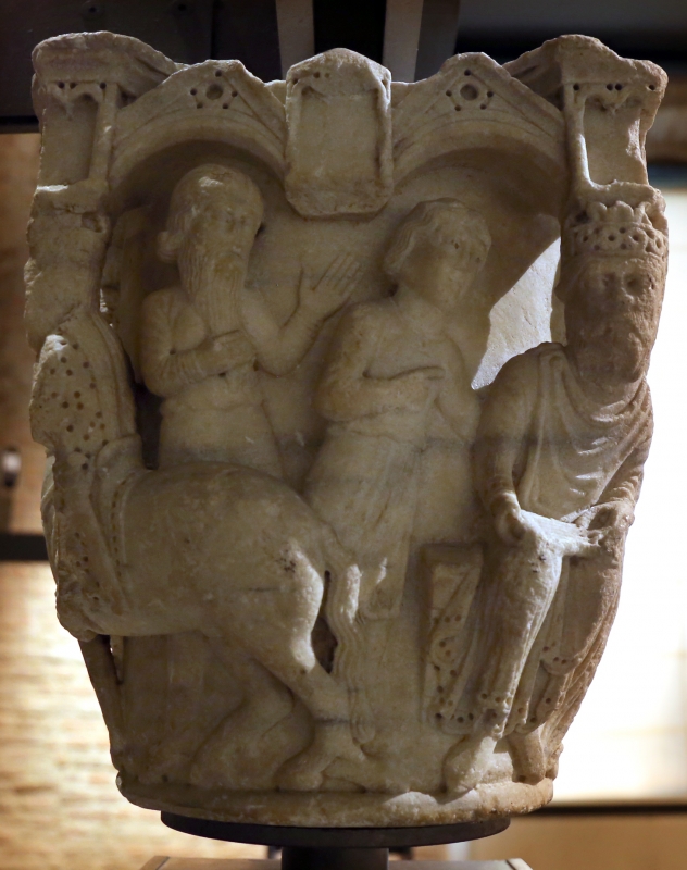 Benedetto antelami, capitello con storie bibliche, dal duomo di parma, 1178, david riceve annuncio della morte di assalonne - Sailko
