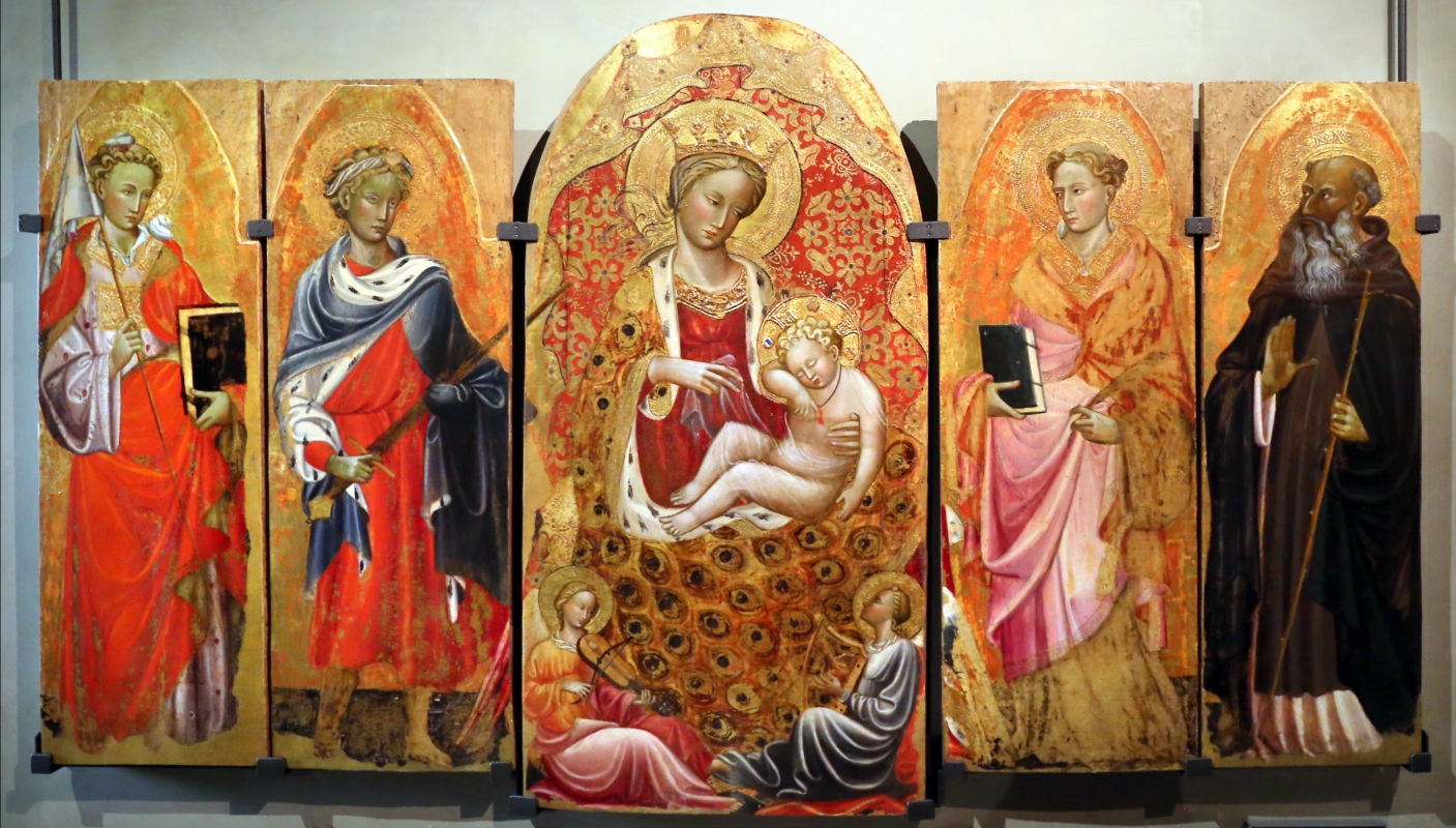 Maestro di barga, madonna col bambino, due angeli musicanti e santi, lucca 1400-20 ca. 01 - Sailko