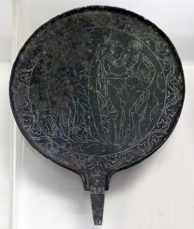 Etruria, specchio con incisioni mitologiche e manico configurato, III-II secolo ac. 04 - Sailko