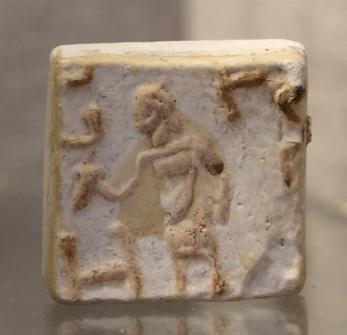 Età romana imperiale, bollo con figura di mercurio e iniziali - Sailko
