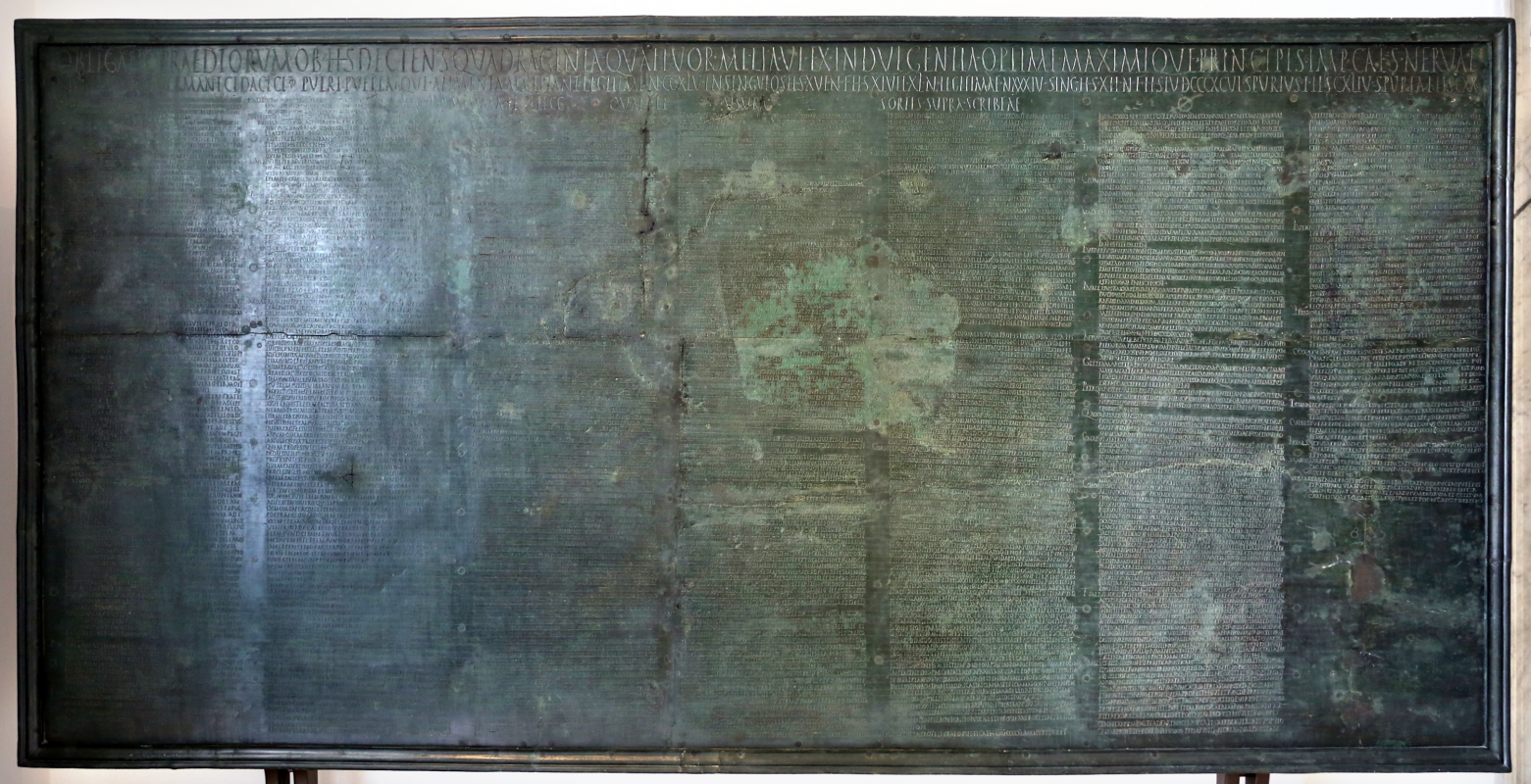 Tabula alimentaria per un prestito ipotecario imperiale, da veleia, II secolo, 01 - Sailko