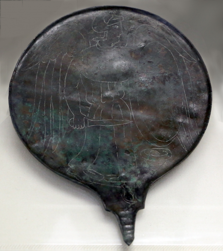 Etruria, specchio con incisioni mitologiche e manico configurato, III-II secolo ac. 05 - Sailko