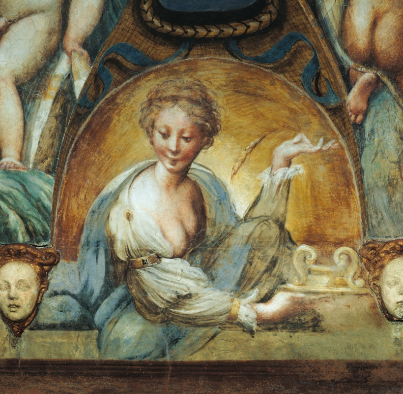 The noble lady Paola Gonzaga frescoed by Parmigianino in the Castle of Fontanellato - Castelli del Ducato