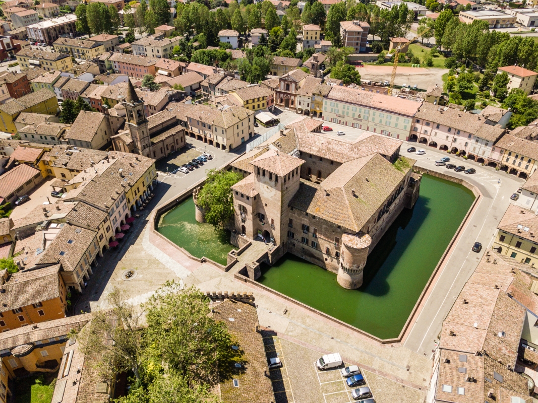 Aerial view of Rocca Sanvitale in Fontanellato - ENIT SpA