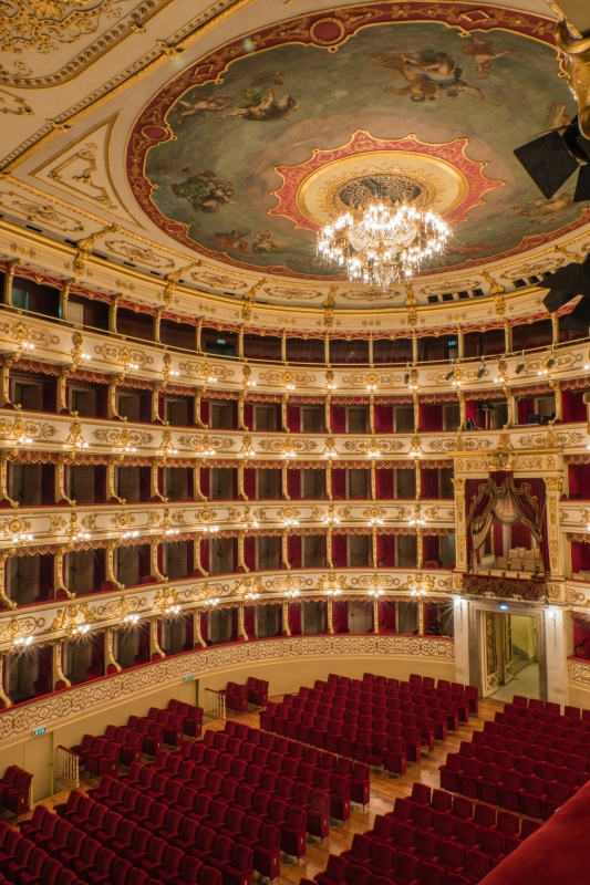 Teatro Regio di Parma, palchi, platea e soffitto affrescato - ENIT SpA