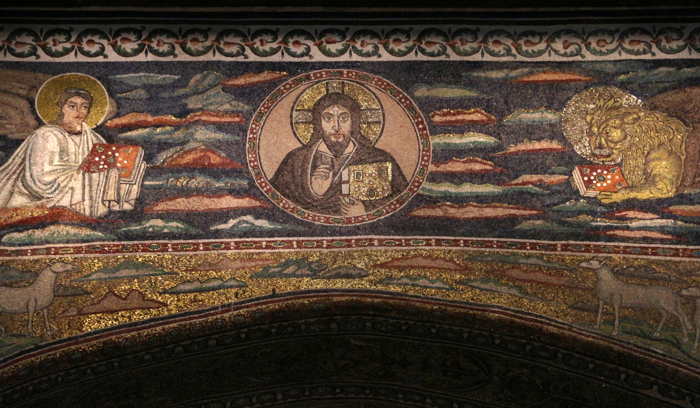 Sant'apollinare in classe, mosaici dell'arcone, cristo benedicente tra i simboli degli evangelisti (IX sec.) 04 - Sailko