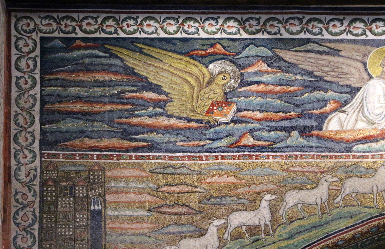 Sant'apollinare in classe, mosaici dell'arcone, cristo benedicente tra i simboli degli evangelisti (IX sec.) 01 giovanni - Sailko