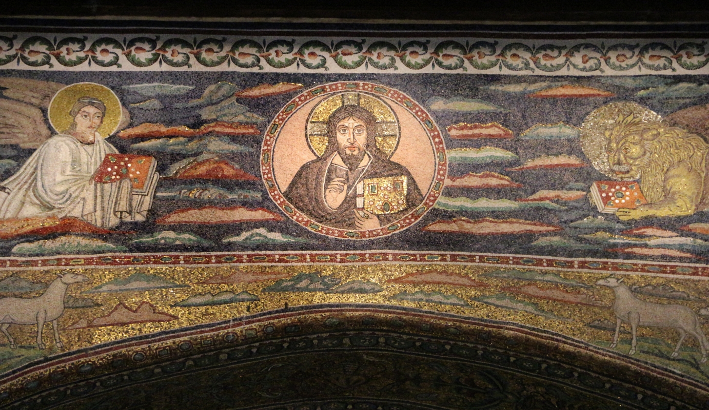 Sant'apollinare in classe, mosaici dell'arcone, cristo benedicente tra i simboli degli evangelisti (IX sec.) 03 - Sailko