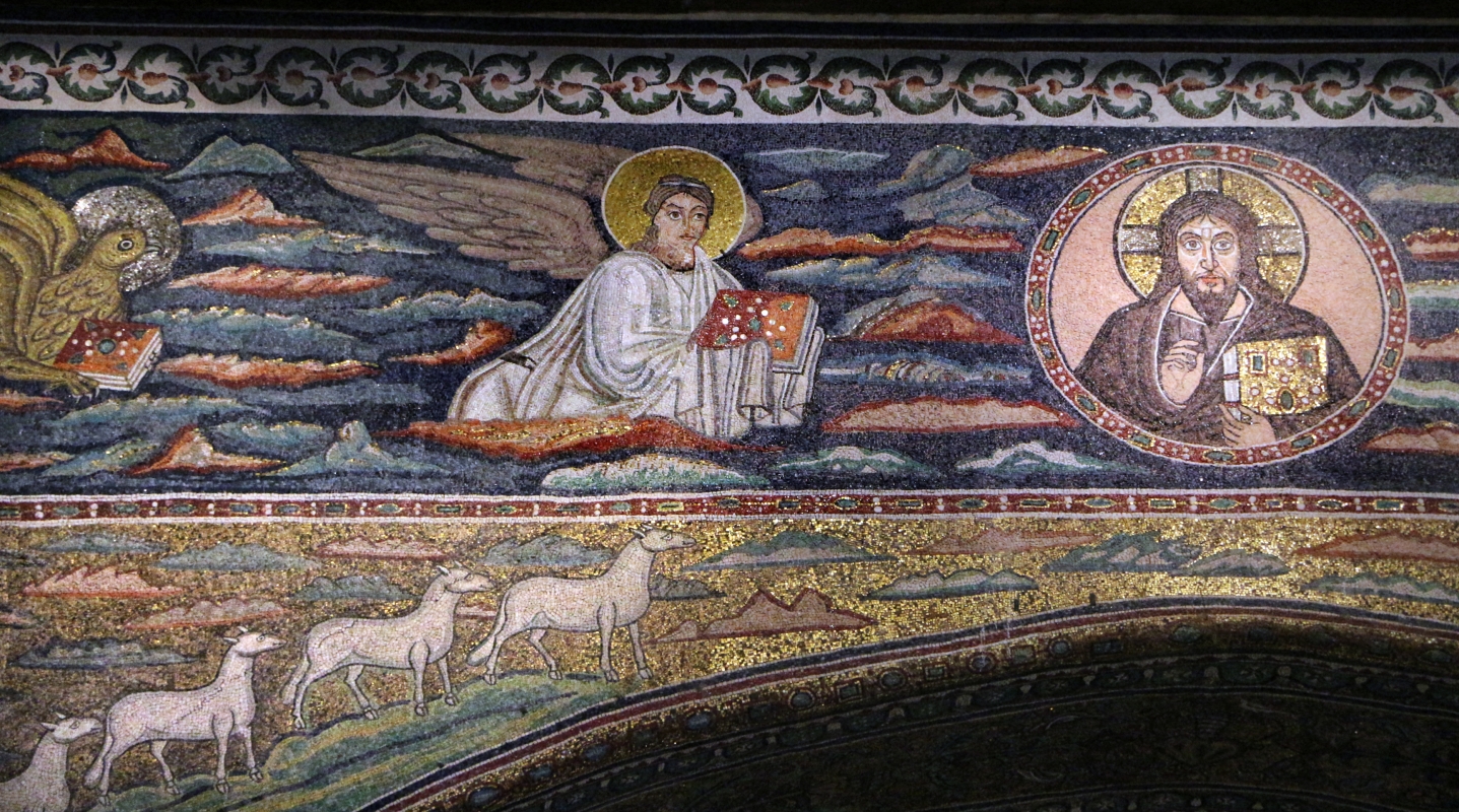 Sant'apollinare in classe, mosaici dell'arcone, cristo benedicente tra i simboli degli evangelisti (IX sec.) 02 matteo - Sailko