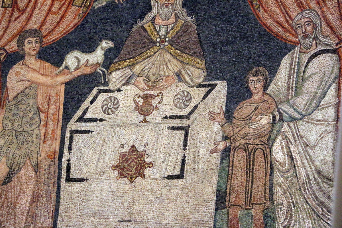 Sant'apollinare in classe, mosaici del catino, sacrifici di abele, melchidesech e abramo, 650-700 ca. 04 - Sailko