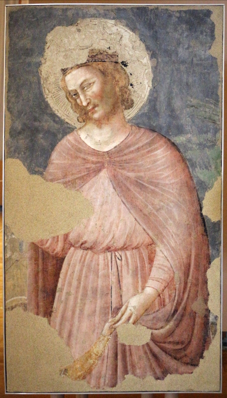 Pietro da rimini e bottega, affreschi dalla chiesa di s. chiara a ravenna, 1310-20 ca., santo, forse sigismondo - Sailko