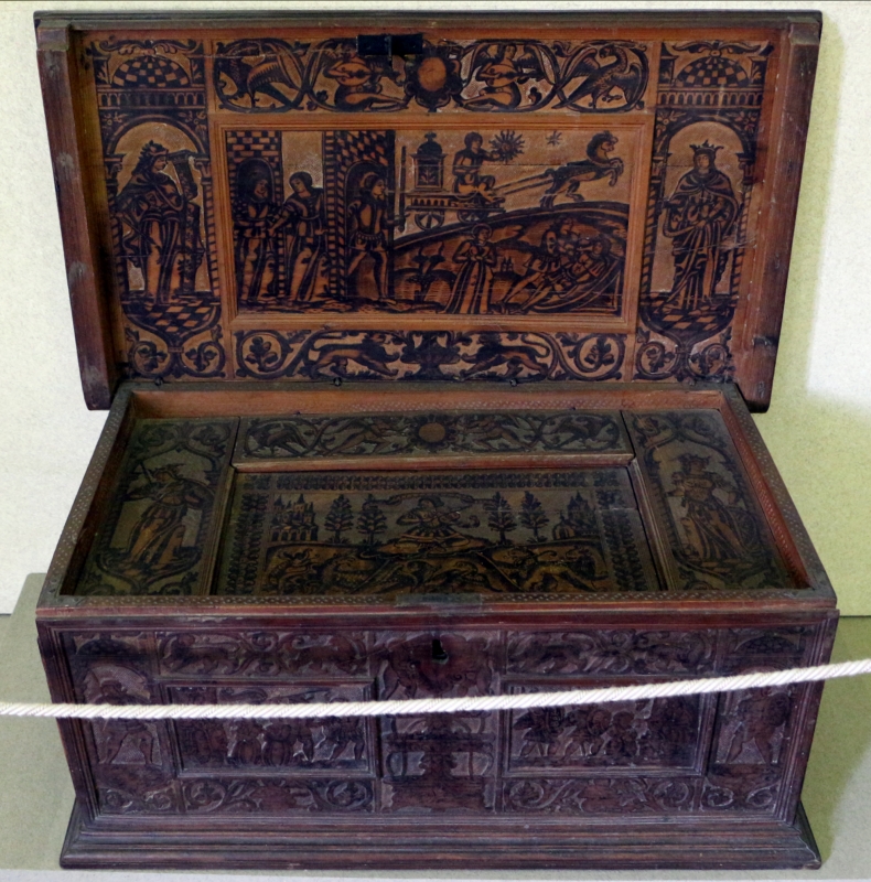 Alto adige o tirolo, cassetta istoriata con allegorie, xvi secolo - Sailko