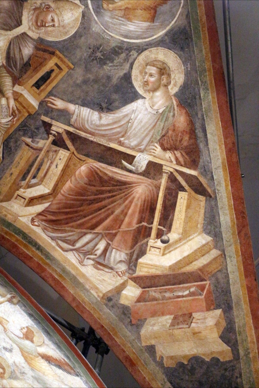 Pietro da rimini e bottega, affreschi dalla chiesa di s. chiara a ravenna, 1310-20 ca., volta con evangelisti e dottori, luca - Sailko