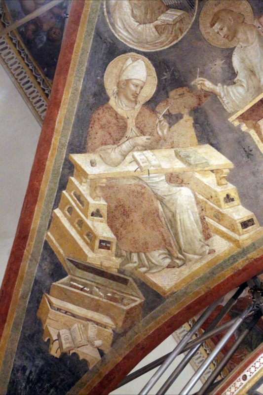 Pietro da rimini e bottega, affreschi dalla chiesa di s. chiara a ravenna, 1310-20 ca., volta con evangelisti e dottori, girolamo - Sailko