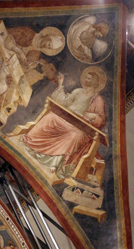 Pietro da rimini e bottega, affreschi dalla chiesa di s. chiara a ravenna, 1310-20 ca., volta con evangelisti e dottori, matteo - Sailko