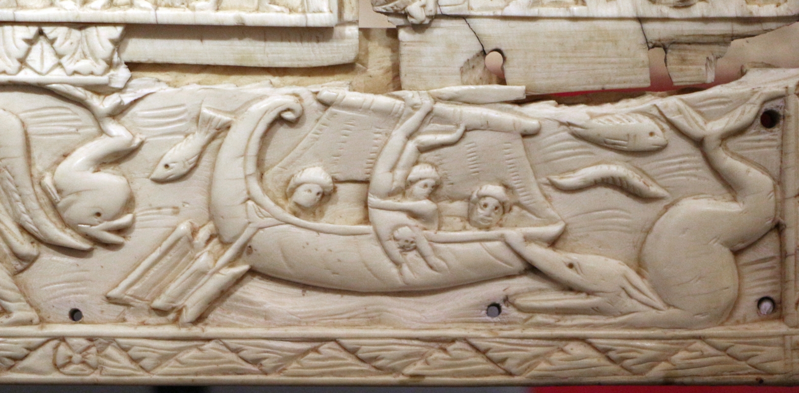 Fattura forse egiziana, coperta di evangeliario detta dittico di murano, avorio, 500-550 ca. 04 giona gettato in mare - Sailko