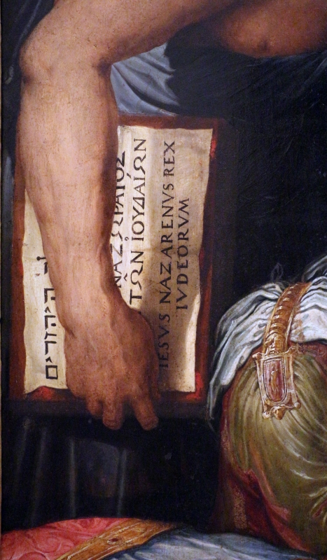 Giorgio vasari, compianto sul cristo deposto dalla croce, 03 tavola inri - Sailko