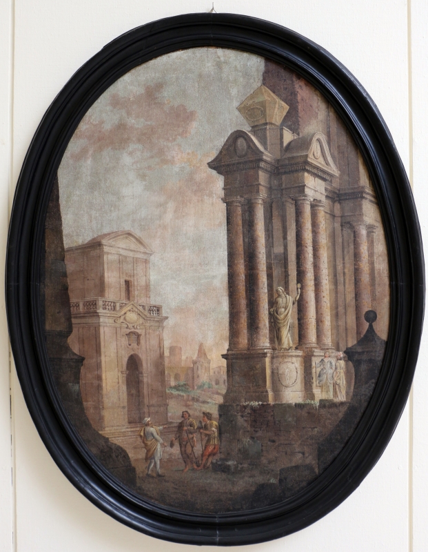Pittore emiliano, prospettiva con viandanti, 1750-1790 ca - Sailko
