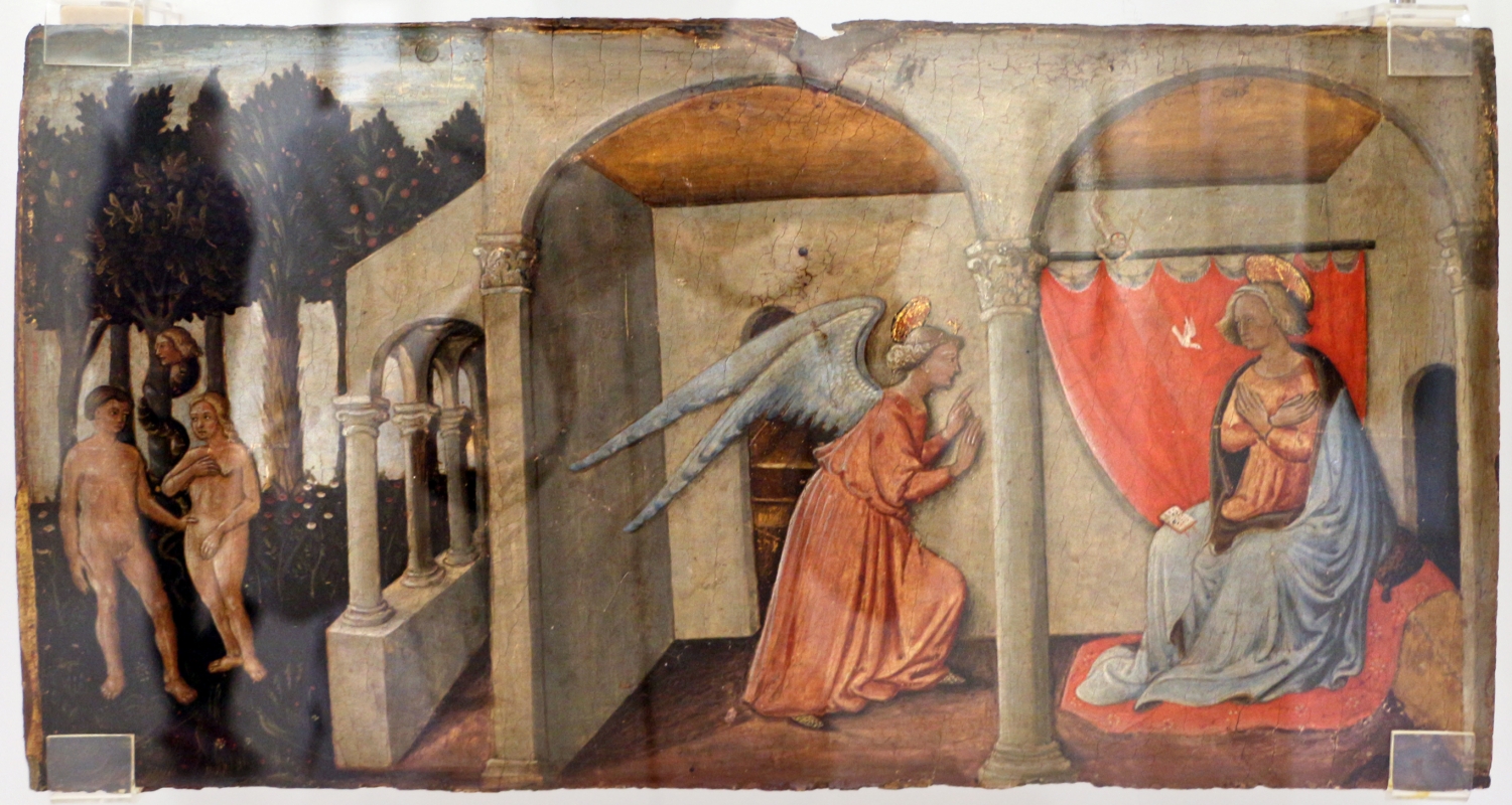 Pietro di nicola baroni, annunciazione e peccato originale, 1440-80 ca. (orvieto) - Sailko