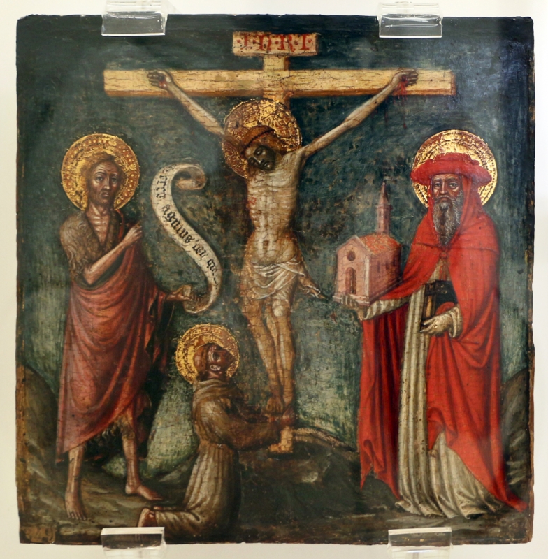 Maestro di staffolo, crocifisso tra i ss. g. battista, francesco e girolamo, 1420-50 ca. (marche) - Sailko