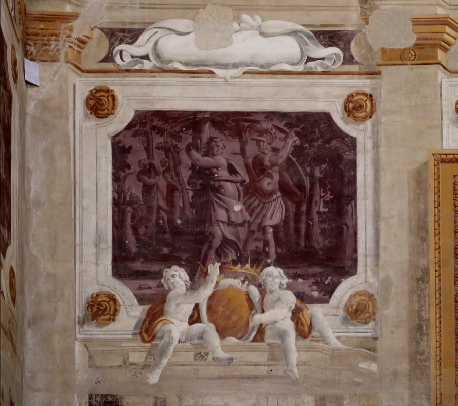 Pier francesco battistelli e aiuti, affreschi con scene dell'orlando furioso e della gerusalemme l. tra telamoni, 1619-28, 11 - Sailko