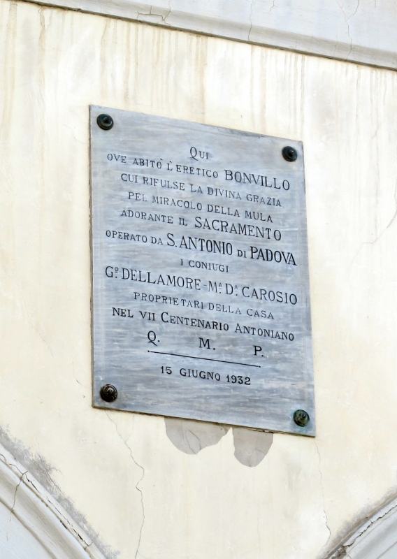 Rimini, piazza tre martiri, targa dell'eretico del miracolod ella mula di s. antonio da padova photos de Sailko