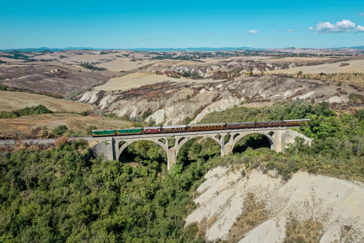 A train crossing the Crete Senesi - ENIT SpA