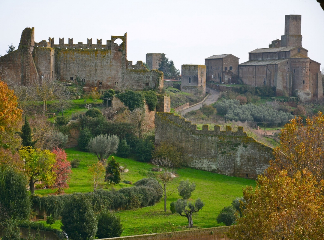 Ruderi del Castello del Rivellino e Basilica di San Pietro, Tuscania - Veduta dal Parco Torre di Lavello - Maurizio Spaziani