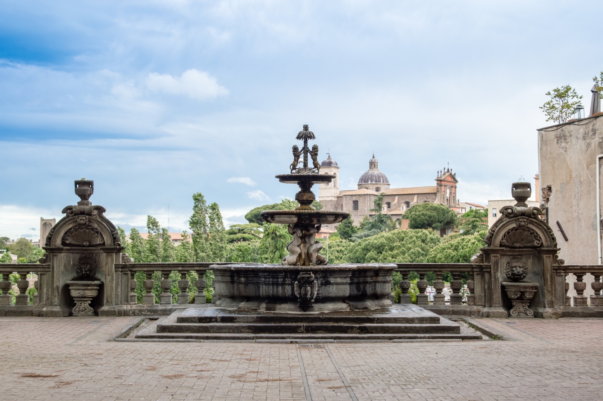 Fontana di Palazzo dei Priori, sullo sfondo la Chiesa della Santissima Trinità - ENIT SpA