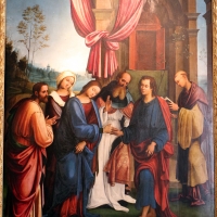 Lorenzo costa, sposalizio della vergine tra i ss. gioacchino, anna e un frate francescano, 1505, dall'annunziata 02 - Sailko