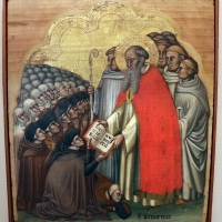 Simone dei crocifissi, s. bernardo consegna la regola ai conversi cistercensi, 1370 ca - Sailko