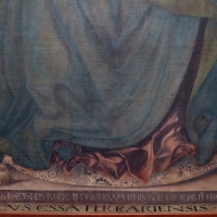 Francesco del cossa, pala dei mercanti, col committente alberto de' cattanei, 1474, 06 firma