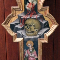 Giovanni martorelli (attr.), croce sagomata con i dolenti e s. cristina, 1450 ca., da cappella di palazzo caprara 02