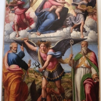 Innocenzo da imola, madonna in gloria e tre santi, 1517-22, da s. michele in bosco 01 - Sailko - Bologna (BO)