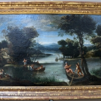 Domenichino, paesaggio con fiume e barche - Sailko