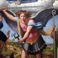 Innocenzo da imola, madonna in gloria e tre santi, 1517-22, da s. michele in bosco 05 - Sailko - Bologna (BO)