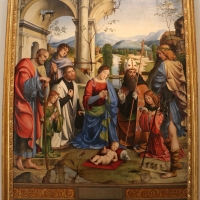 Francesco francia, adorazione del bambino con santi alla presenza di anton galeazzo e alessandro bentivoglio, 1498-99, da s.m. della misericordia 01 - Sailko - Bologna (BO)