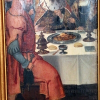 Pittore di anversa, trittico con storie di ester, assuero, adamo ed eva, 1520 ca. 02