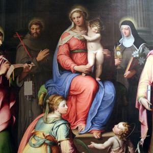 Giovan Battista Ramenghi detto il Bagnacavallo junior, Madonna col Bambino in trono e santi (1550 circa) 03 - Mongolo1984
