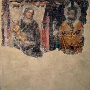 Allievo o seguace di Vitale da Bologna, Madonna col Bambino in trono e un santo Vescovo, 1360-1365 circa - Mongolo1984