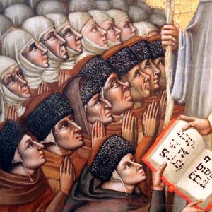 Simone di Filippo detto dei Crocefissi, San Bernardo consegna la regola monastica ai conversi cistercensi, 1370 circa 03 - Mongolo1984