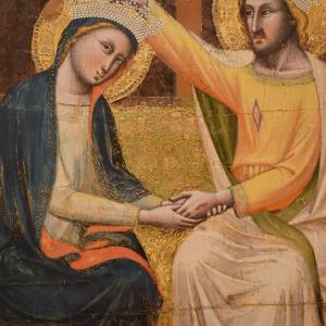 Simone dei Crocefissi, Incoronazione della Vergine, particolare, Pinacoteca Domenico Inzaghi - Nicola Quirico