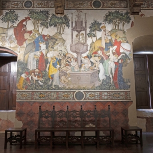 Fontana della giovinezza, affresco del Maestro del Castello della Manta (secolo XV) nella sala baronale - ENIT SpA