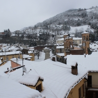 Tribuna sotto la neve vista da Vicolo Aldo Celli 2 - Patrizia Diamante - Modigliana (FC)